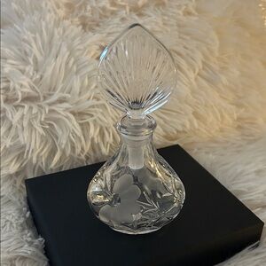 Vintage, Cut Crystal Perfume Bottle with Etched Floral Design